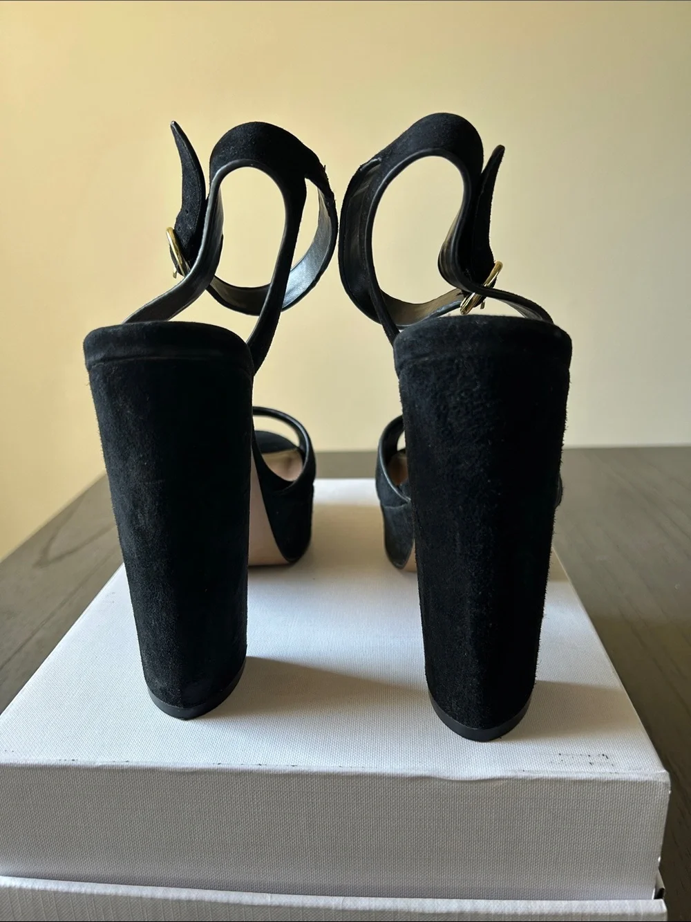 Steve Madden Black Suede Platform Block Heel Sandals